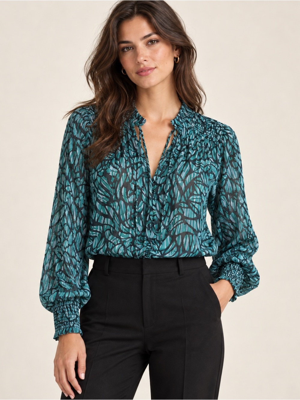 Suncoo Paris Blouse Lucie Top Smocked Detail Size T1 Small
